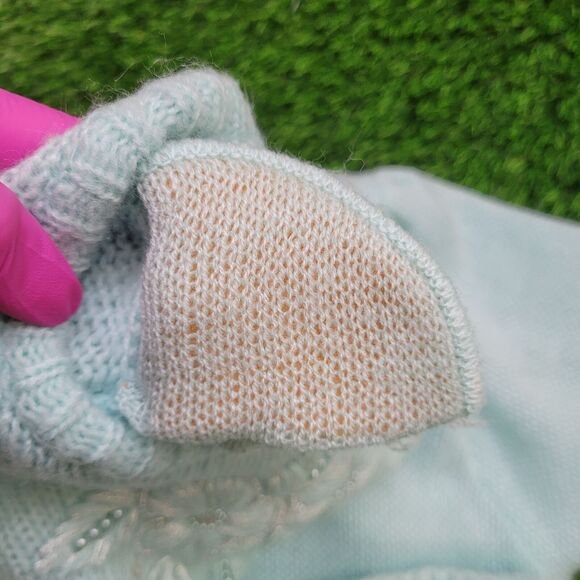 Vintage Flower Sweater Womens XS 16x25 Blue-Green - Picture 8 of 12